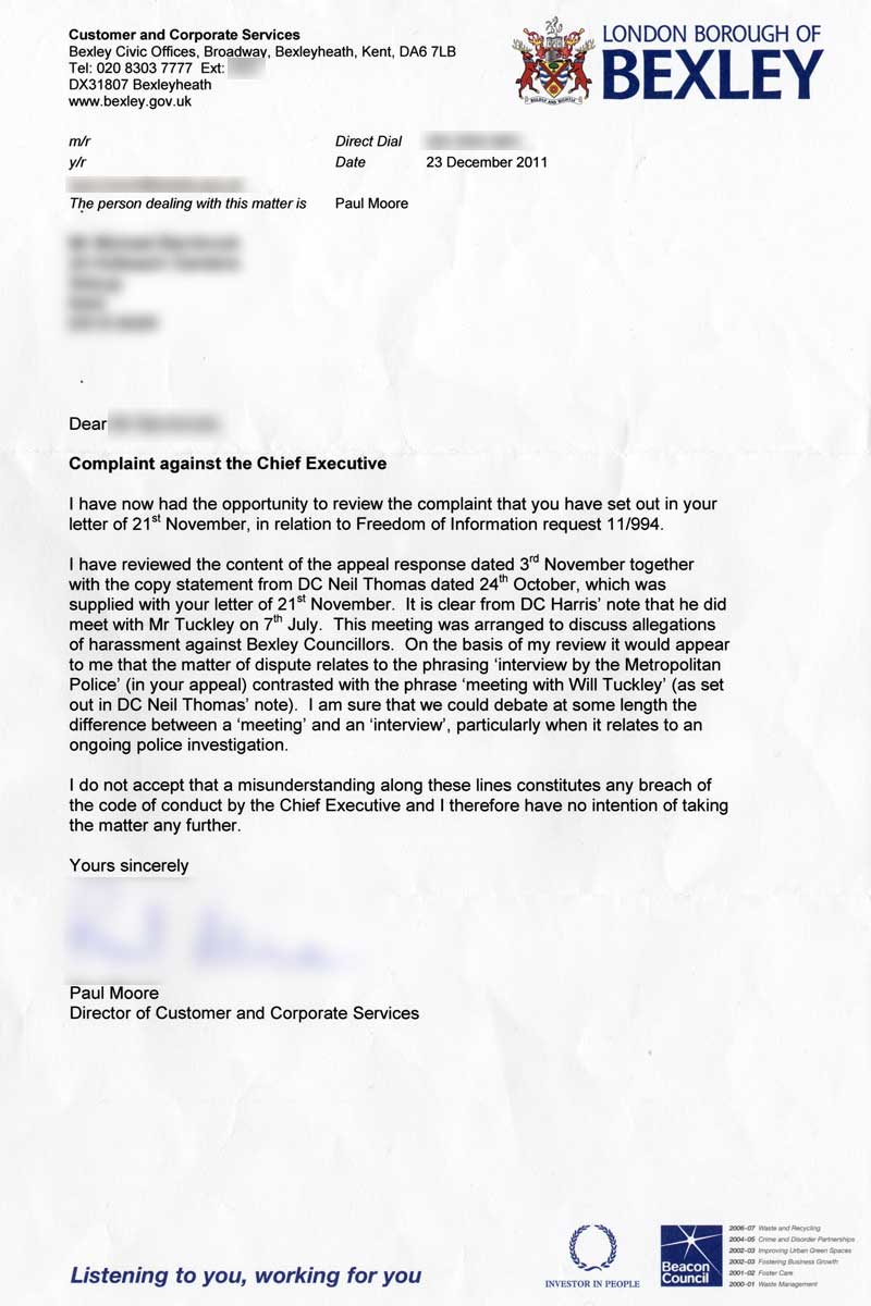 Letter from Paul Moore