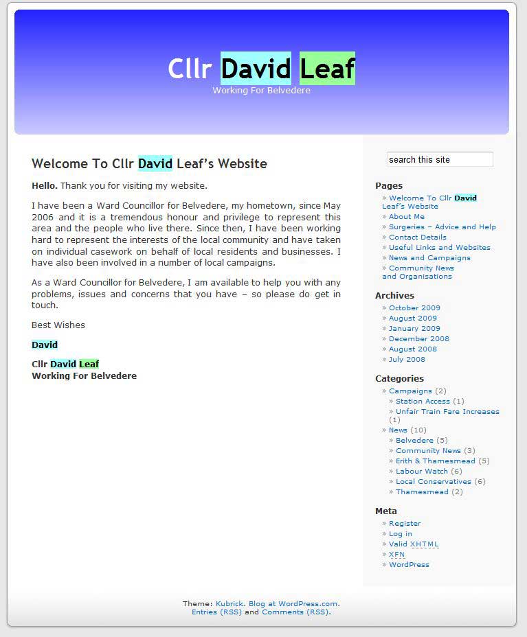 Google cache for David leaf's website