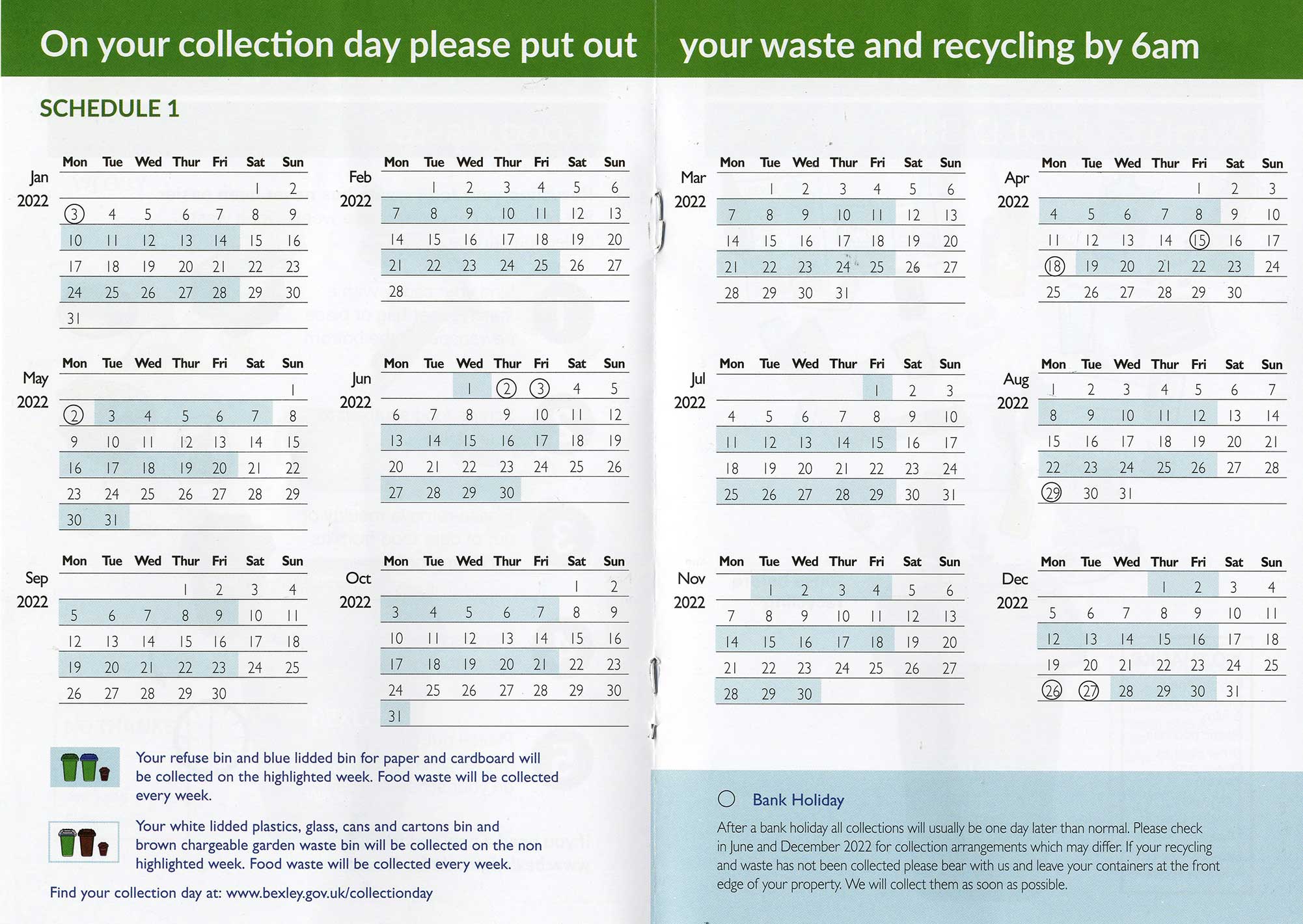 Recycling calendar