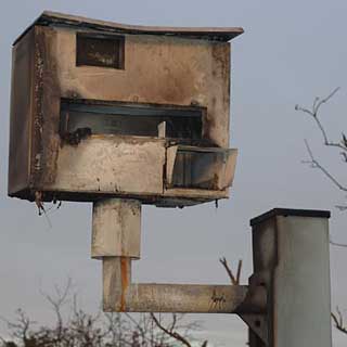 Burned out speed camera