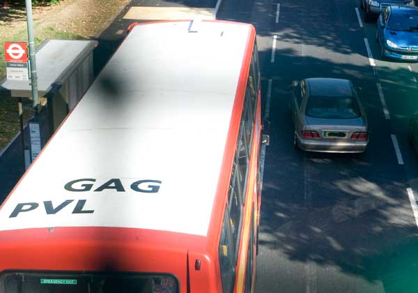 Car overtakes bus