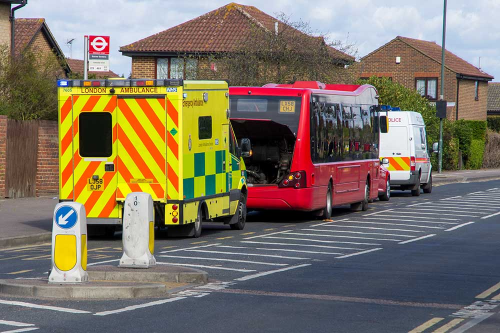 Bus and ambulance block Abbey Road