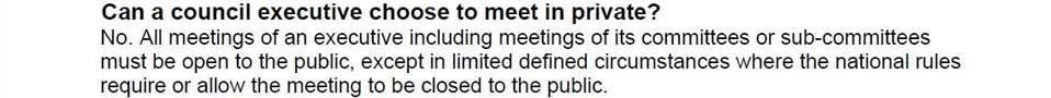 Extract from government guidance to the public attending council meetings No closure